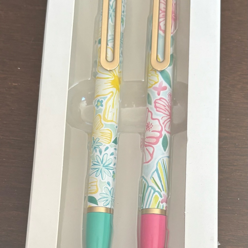Floral Patterned Pens with Gold Accents